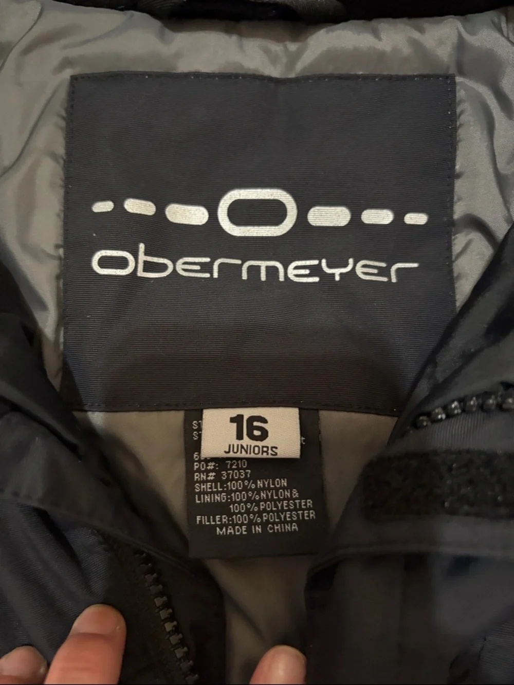 Obermeyer Kids Black Jacket with White and‎ Blue Graphic Panels